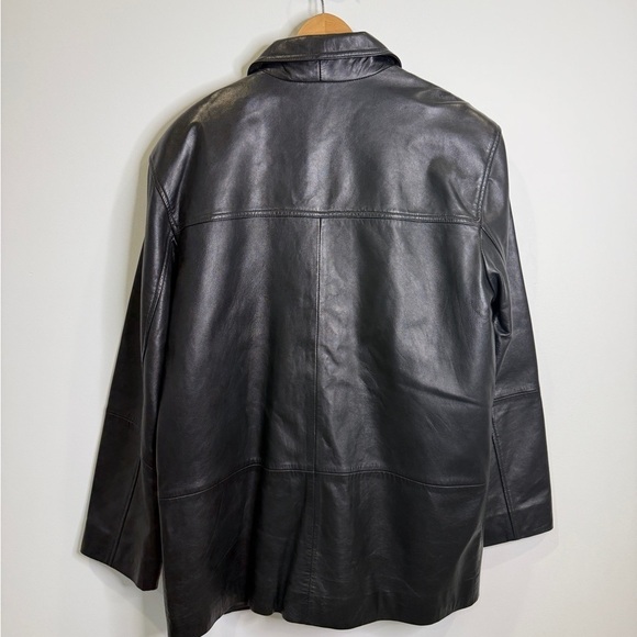 Men’s Faux Leather Button Up Black Jacket - Picture 3 of 7